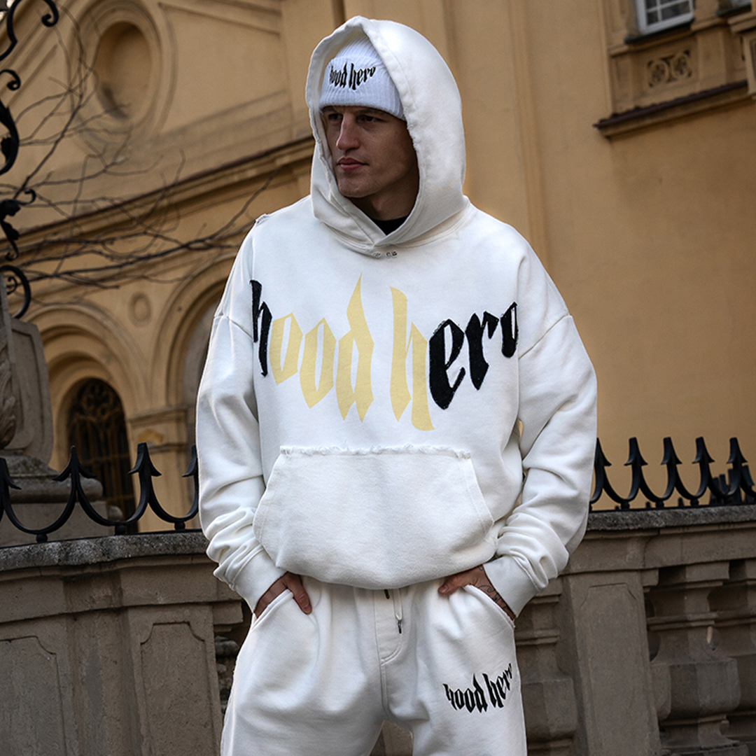 Vintage Hoodie Street Heart - White